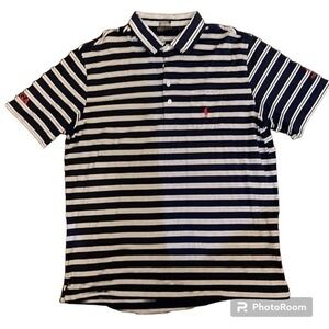 RALPH LAUREN POLO GOLF‎ Polo Shirt, Navy Blue and White Stripes Size XL
